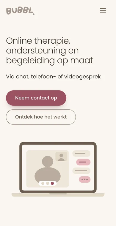 Mobiele hero van de website van Bubbl.