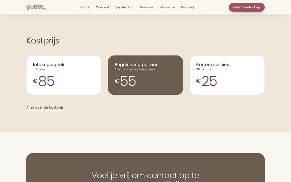 Sectie Kostprijs met drie tariefkaarten.