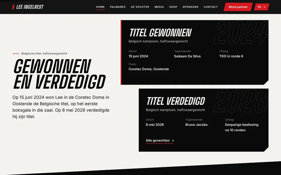 Sectie Gewonnen en verdedigd met twee titelkaarten.